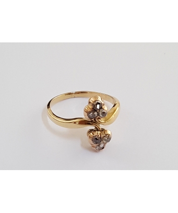 Złoty Wiedeński pierścionek z lat 20-tych zdobiony diamentami 0,32 ct