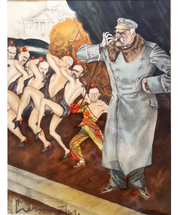 Karykatura J. Piłsudskiego - Zdzisław Czermański 1930 - litografia barwna