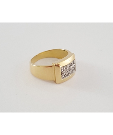 Złoty pierścionek w typie Cartier zdobiony 15 diamentami 0,10 ct - Au 750 - Paryż