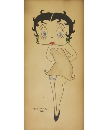 Akwarela Betty Boou, sygnowana G. Demianiuk 1941