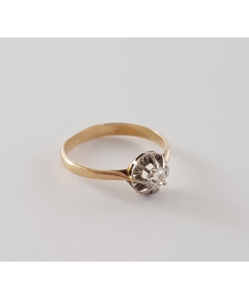 Złoty pierścionek z diamentem 0,40 ct - lata 30-te XX wieku