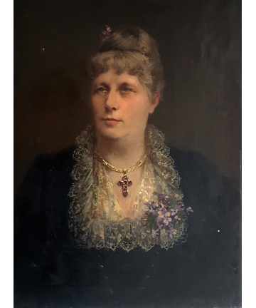 Portret Kobiety z ok. 1880 roku - sygnowany J. Michaelis - Dolny Śląsk