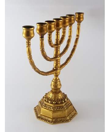 Menora żydowska z połowy XX wieku - brąz złocony